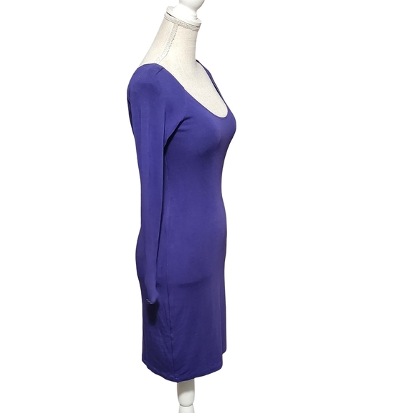 THEORY Midi Dress Womens Petite Small Royal Purple Bodycon Cocktail Minimalist - Picture 5 of 11